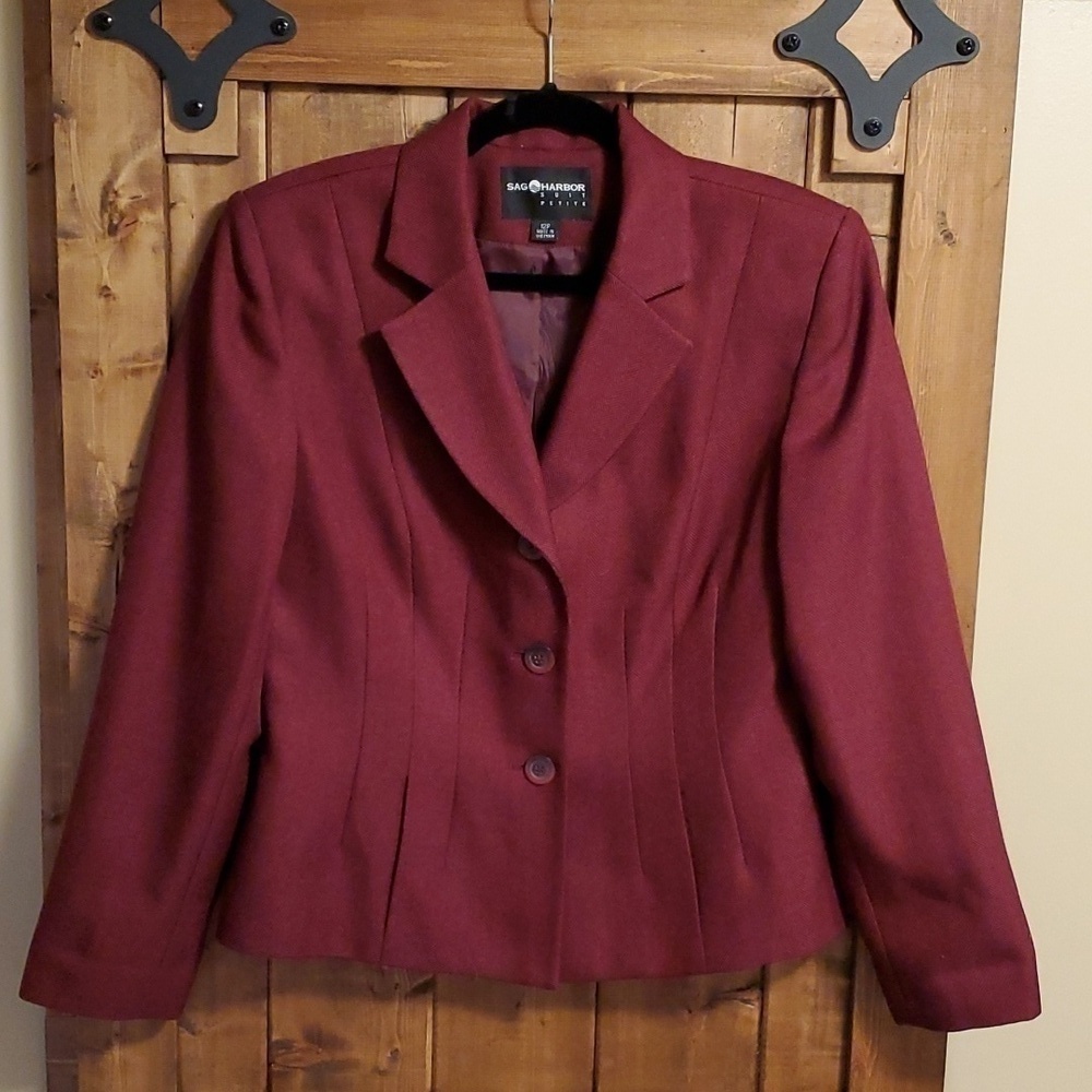 SAG Harbor Suit Petite Cranberry Red Blazer Size 12P